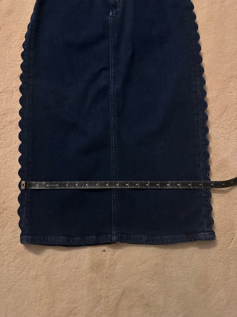 Maeve by Anthropologie Navy Scalloped-Side Denim Pencil Skirt - Picture 3 of 7